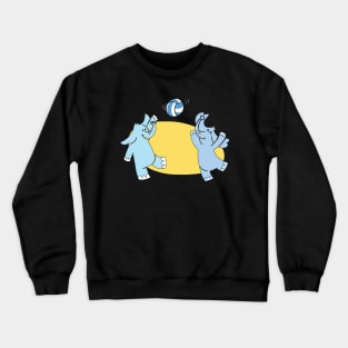 Elephants Playing Volleyball Children Motif Crewneck Sweatshirt